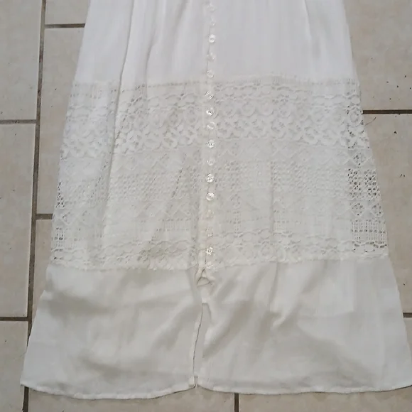 FOREVER 21 Womens Size XL White Lace Button-Down Midi Dress - Picture 5 of 6